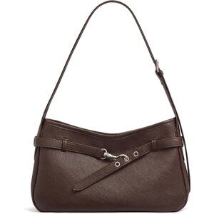 Elegant Vegan Leather Hobo Bag with Adjustable Strap for Women - Coffee Color